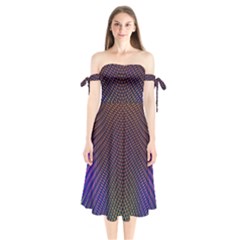 Alien Skin Glow Shoulder Tie Bardot Midi Dress by SpinnyChairDesigns