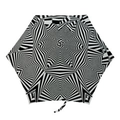 Black And White Stripes Mini Folding Umbrellas by SpinnyChairDesigns