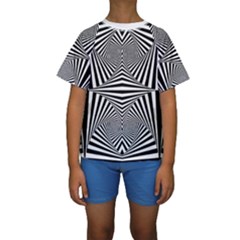 Black And White Stripes Kids  Short Sleeve Swimwear by SpinnyChairDesigns