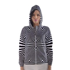 Black And White Stripes Women s Hooded Windbreaker