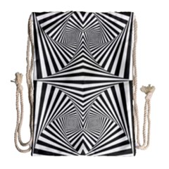 Black And White Stripes Drawstring Bag (large) by SpinnyChairDesigns