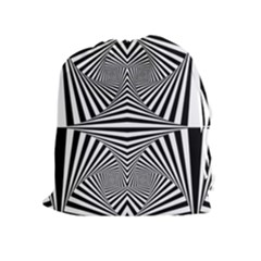 Black And White Stripes Drawstring Pouch (xl) by SpinnyChairDesigns