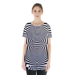 Black And White Stripes Skirt Hem Sports Top by SpinnyChairDesigns