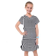 Black And White Stripes Kids  Drop Waist Dress by SpinnyChairDesigns