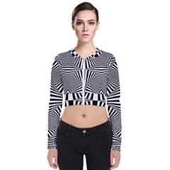 Black And White Stripes Long Sleeve Zip Up Bomber Jacket by SpinnyChairDesigns