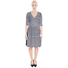 Black And White Stripes Wrap Up Cocktail Dress by SpinnyChairDesigns