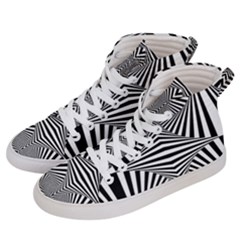 Black And White Stripes Men s Hi-top Skate Sneakers by SpinnyChairDesigns