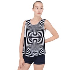 Black And White Stripes Bubble Hem Chiffon Tank Top by SpinnyChairDesigns