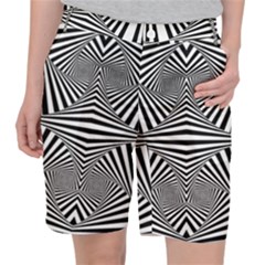 Black And White Stripes Pocket Shorts by SpinnyChairDesigns