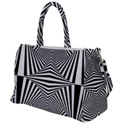 Black And White Stripes Duffel Travel Bag by SpinnyChairDesigns