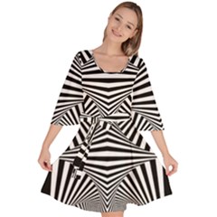 Black And White Stripes Velour Kimono Dress by SpinnyChairDesigns