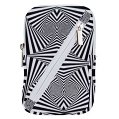 Black And White Stripes Belt Pouch Bag (small) by SpinnyChairDesigns