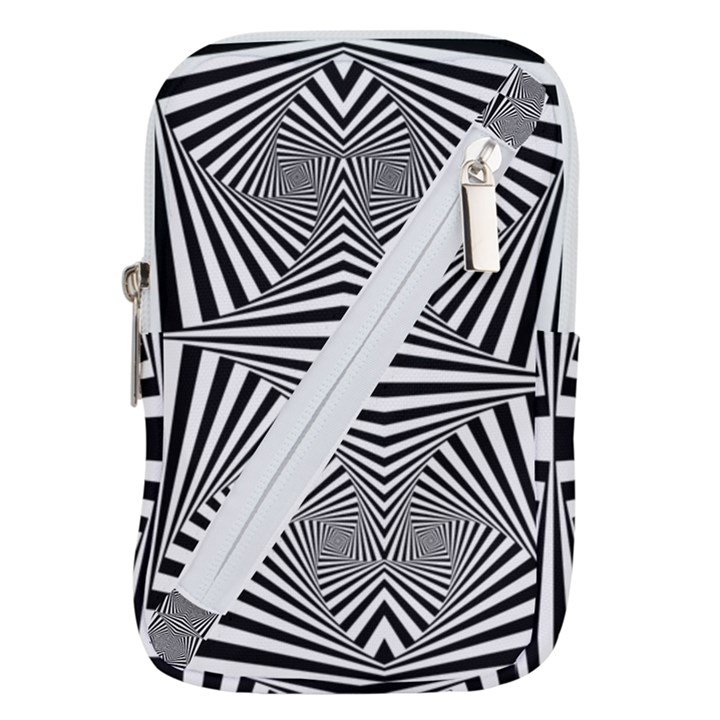 Black and White Stripes Belt Pouch Bag (Large)