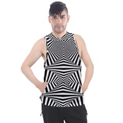 Black And White Stripes Men s Sleeveless Hoodie by SpinnyChairDesigns