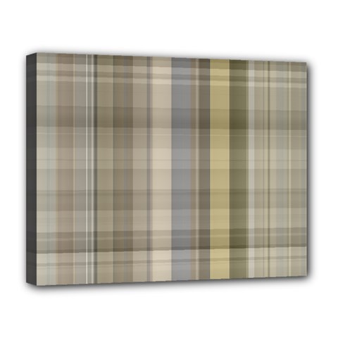 Beige Tan Madras Plaid Canvas 14  X 11  (stretched) by SpinnyChairDesigns