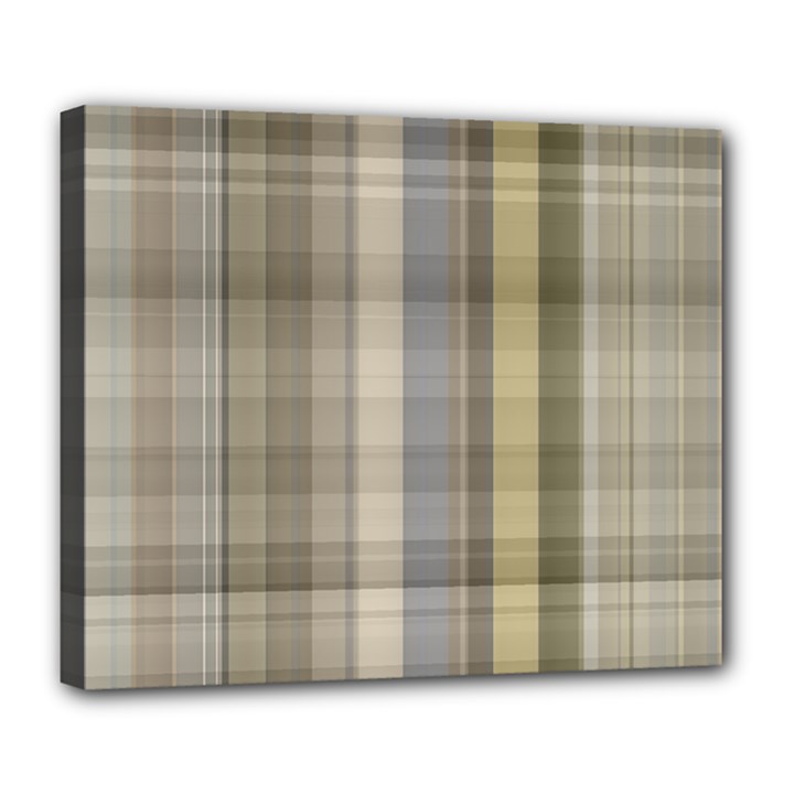 Beige Tan Madras Plaid Deluxe Canvas 24  x 20  (Stretched)