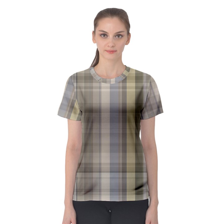 Beige Tan Madras Plaid Women s Sport Mesh Tee