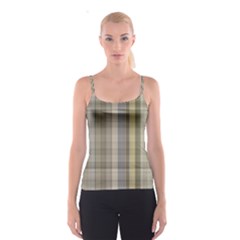 Beige Tan Madras Plaid Spaghetti Strap Top by SpinnyChairDesigns