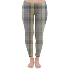 Beige Tan Madras Plaid Classic Winter Leggings