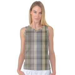 Beige Tan Madras Plaid Women s Basketball Tank Top by SpinnyChairDesigns