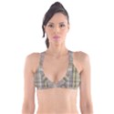 Beige Tan Madras Plaid Plunge Bikini Top View1