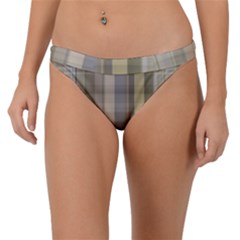 Beige Tan Madras Plaid Band Bikini Bottom by SpinnyChairDesigns