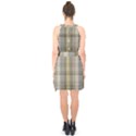 Beige Tan Madras Plaid Halter Collar Waist Tie Chiffon Dress View2