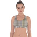 Beige Tan Madras Plaid Cross String Back Sports Bra View1