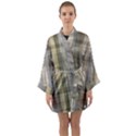 Beige Tan Madras Plaid Long Sleeve Satin Kimono View1