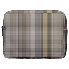 Beige Tan Madras Plaid Make Up Pouch (large) by SpinnyChairDesigns