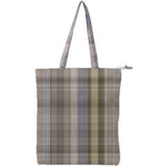 Beige Tan Madras Plaid Double Zip Up Tote Bag by SpinnyChairDesigns