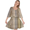 Beige Tan Madras Plaid Velour Kimono Dress View1