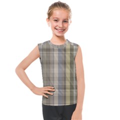 Beige Tan Madras Plaid Kids  Mesh Tank Top by SpinnyChairDesigns