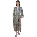 Beige Tan Madras Plaid Maxi Satin Kimono View1