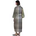 Beige Tan Madras Plaid Maxi Satin Kimono View2