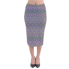 Boho Hearts And Flowers Velvet Midi Pencil Skirt by SpinnyChairDesigns