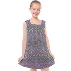 Boho Hearts And Flowers Kids  Cross Back Dress by SpinnyChairDesigns