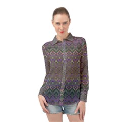 Boho Hearts And Flowers Long Sleeve Chiffon Shirt