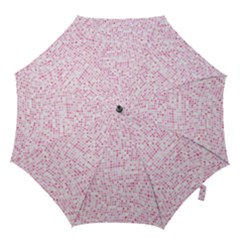 Pink And White Checkered Hook Handle Umbrellas (medium) by SpinnyChairDesigns