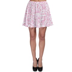 Pink And White Checkered Skater Skirt by SpinnyChairDesigns