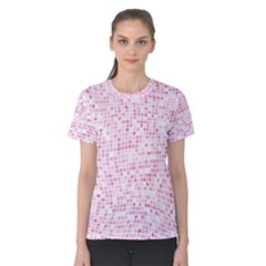 Pink And White Checkered Women s Cotton Tee