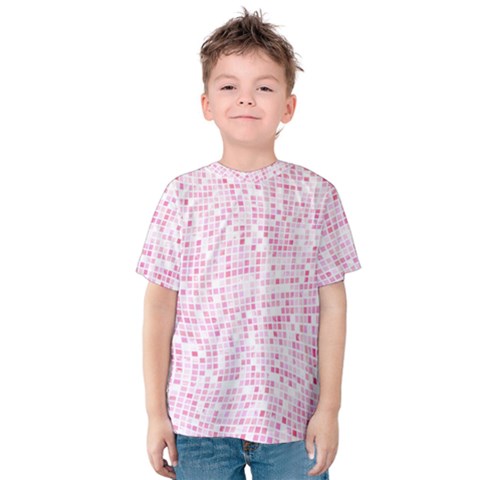 Pink And White Checkered Kids  Cotton Tee by SpinnyChairDesigns