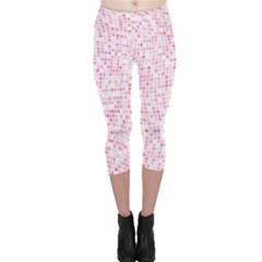 Pink And White Checkered Capri Leggings  by SpinnyChairDesigns