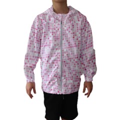 Pink And White Checkered Kids  Hooded Windbreaker by SpinnyChairDesigns