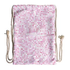 Pink And White Checkered Drawstring Bag (large) by SpinnyChairDesigns