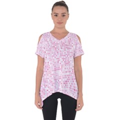 Pink And White Checkered Cut Out Side Drop Tee by SpinnyChairDesigns