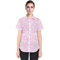 Pink And White Checkered Women s Short Sleeve Shirt