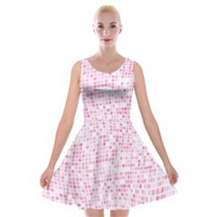 Pink And White Checkered Velvet Skater Dress