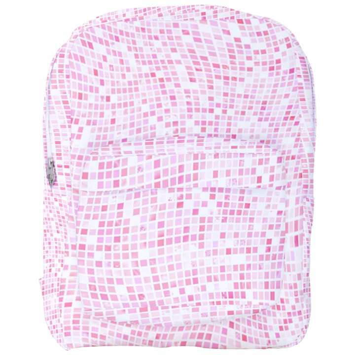 Pink and White Checkered Full Print Backpack