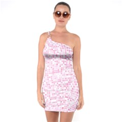 Pink And White Checkered One Soulder Bodycon Dress by SpinnyChairDesigns